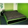Кровать двуспальная с ящиками с пластиком зелено-черная КД12