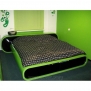 Кровать двуспальная с ящиками с пластиком зелено-черная К1