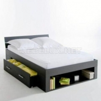 Кровать двуспальная с нишей для белья и ящиком КД4