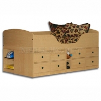 Кровать в детскую комнату с бортиком и ящиками  ДКР27